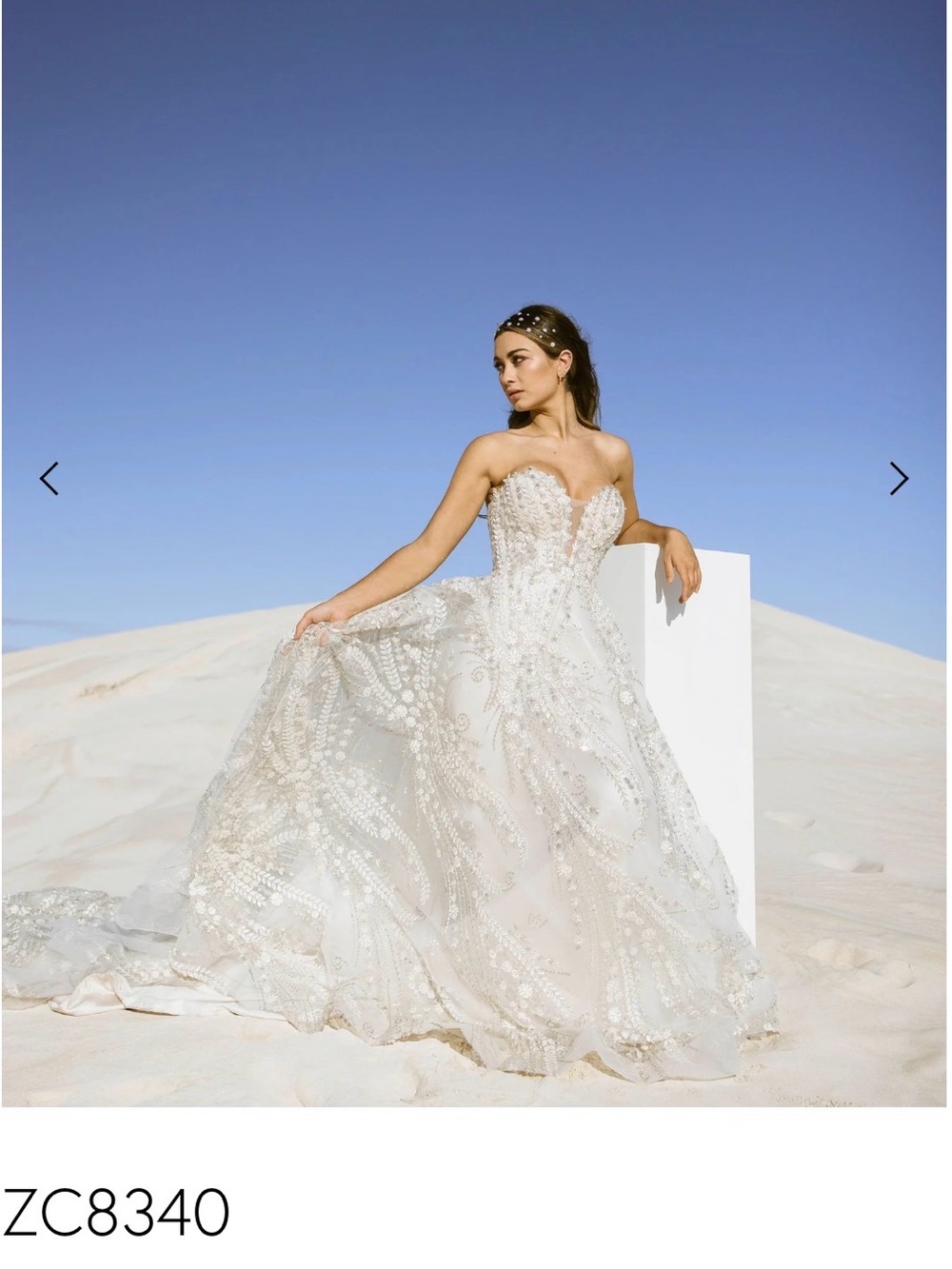 zavana couture Strapless Embroidered Bridal Gown Dress in Ivory